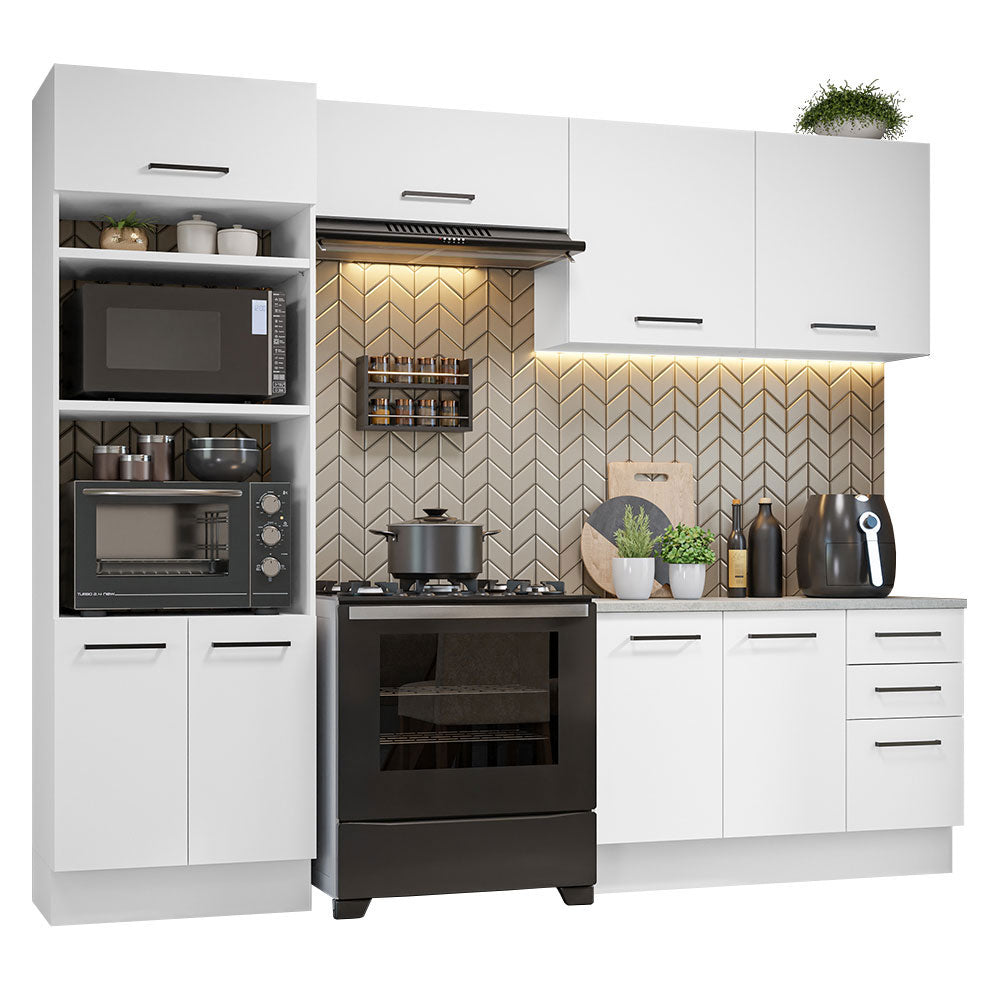 Cocina Integral 270 x 52 cm 8 Puertas 3 Cajones Blanco Agata Madesa 07