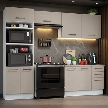 Cocina Integral 270 cm Blanco/Crema Agata Madesa