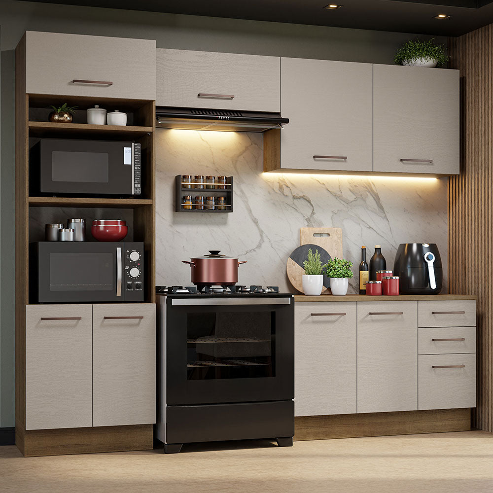 Cocina Integral 270cm Marrón/Crema Agata 07