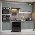 Cocina Integral 270 x 52 cm 8 Puertas 3 Cajones Blanco/Gris Agata Madesa 07