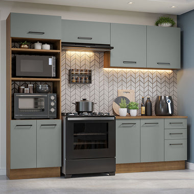 Cocina Integral 270 cm Gris/Marrón Agata Madesa