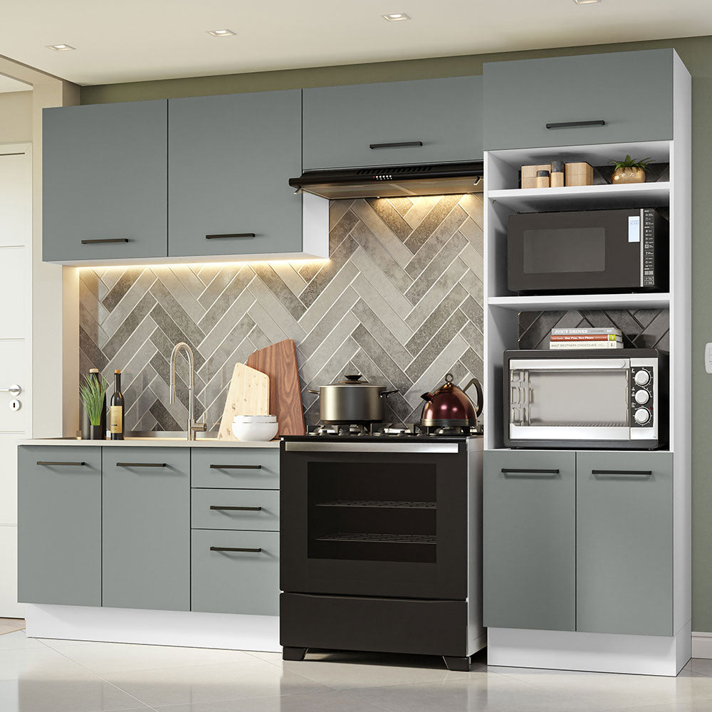 Cocina Integral 270cm Blanco/Gris Agata 08