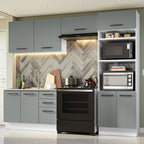 Cocina Integral 270 x 52 cm 8 Puertas 3 Cajones Blanco/Gris Agata Madesa 08