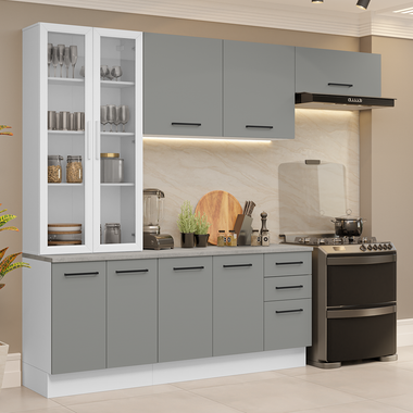 Cocina Integral 270 cm Blanco/Gris Agata Madesa