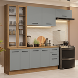 Cocina Integral 270cm con Vitrina Marrón/Gris Agata 11