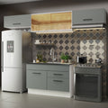 Cocina Integral 280 x 52 cm 5 Puertas 2 Cajones Blanco/Gris Agata Madesa