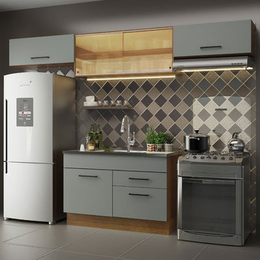 Cocina Integral 280 cm Marrón/Gris Agata Madesa