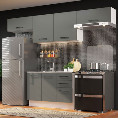 Cocina Integral 280 cm Blanco/Gris Agata Madesa
