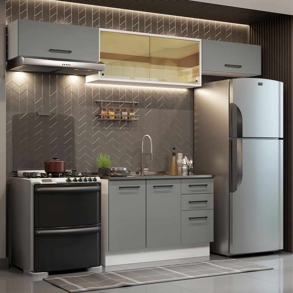 Cocina Integral 280cm Blanco/Gris Agata 03