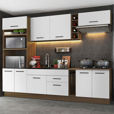 Cocina Integral 290 cm Con Mueble para Horno Marrón/Blanco Agata Madesa