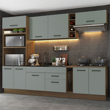 Cocina Integral 290 cm Con Mueble para Horno Marrón/Gris Agata Madesa