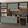 Cocina Integral 290 x 52 cm 7 Puertas 2 Cajones Con Mueble para Horno Marrón/Gris Agata Madesa
