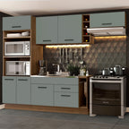 Cocina Integral 290 x 52 cm 7 Puertas 2 Cajones Con Mueble para Horno Marrón/Gris Agata Madesa