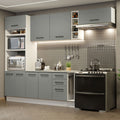 Cocina Integral 290 x 52 cm 8 Puertas 3 Cajones Con Mueble para Horno Blanco/Gris Agata Madesa 04