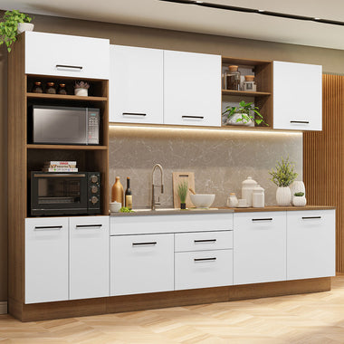 Cocina Integral 310 cm Con Mueble para Horno Marrón/Blanco Agata Madesa