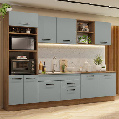 Cocina Integral 310 cm Con Mueble para Horno Marrón/Gris Agata Madesa