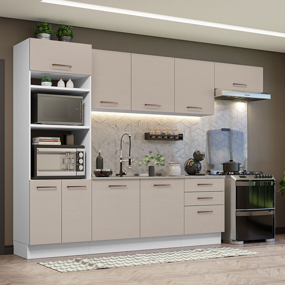 Cocina Integral 330cm Blanco/Crema Agata 01