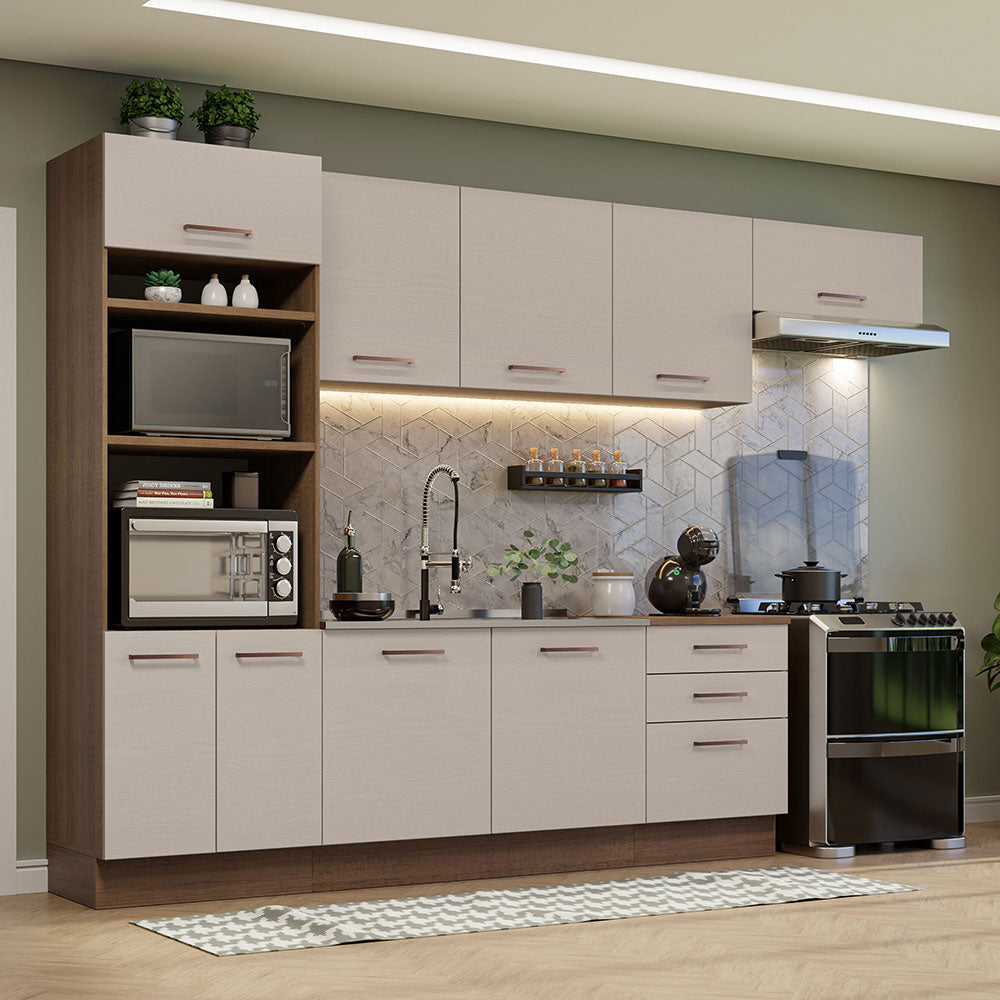 Cocina Integral 330cm Marrón/Crema Agata Madesa 01