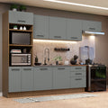 Cocina Integral 330 x 52 cm 9 Puertas 3 Cajones Con Mueble para Horno Marrón/Gris Agata Madesa