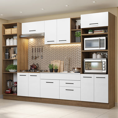 Cocina Integral 330 cm Con Mueble para Horno Marrón/Blanco Agata Madesa