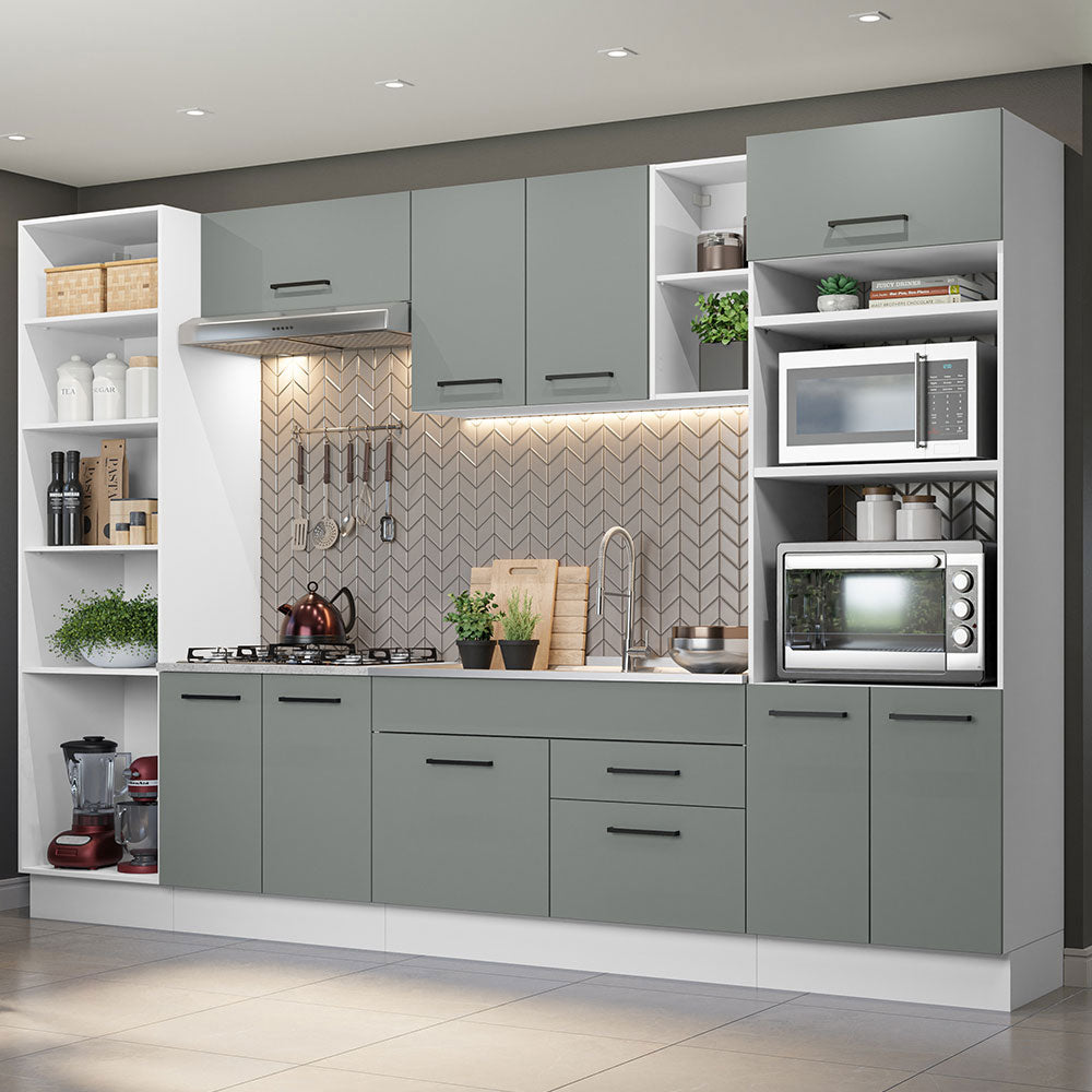 Cocina Integral 330 cm Con Mueble para Horno Blanco/Gris Agata Madesa