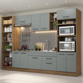 Cocina Integral 330 x 52 cm 9 Puertas 2 Cajones Con Mueble para Horno Marrón/Gris Agata Madesa