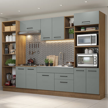 Cocina Integral 330 cm Con Mueble para Horno Marrón/Gris Agata Madesa