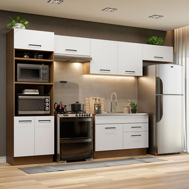 Cocina Integral 350 cm Con Mueble para Horno Marrón/Blanco Agata Madesa