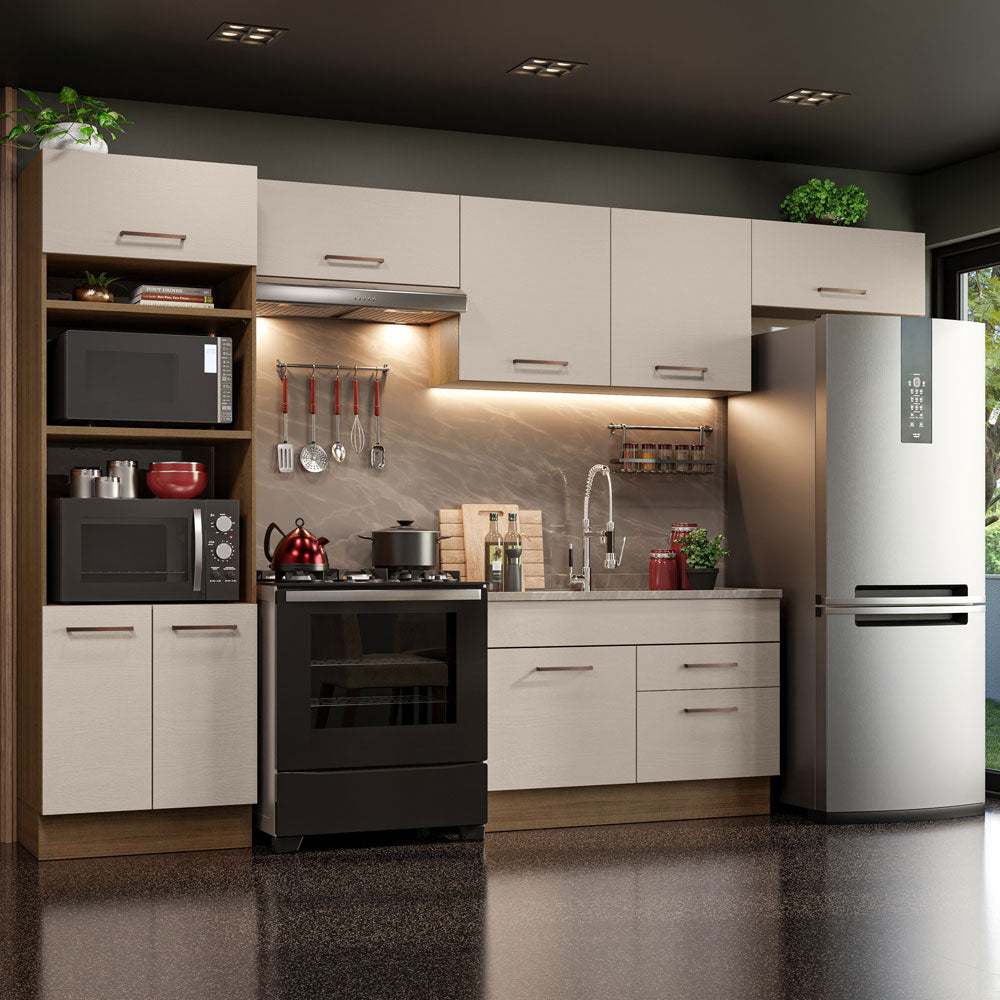 Cocina Integral 350cm Marrón/Crema Agata 01