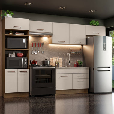 Cocina Integral 350 cm Con Mueble para Horno Marrón/Crema Agata Madesa