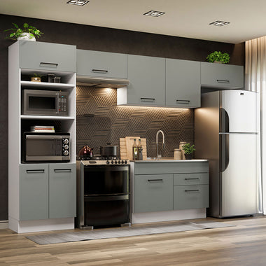 Cocina Integral 350 cm Con Mueble para Horno Blanco/Gris Agata Madesa