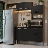 Cocina Integral 196cm Marrón/Negro Aura Madesa 01