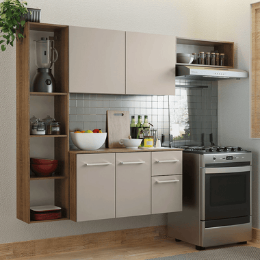 Cocina Compacta 180 cm Marrón/Crema Easy Madesa