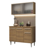 Cocina Compacta 105cm Con Gabinete Superior Marrón Emilly 01