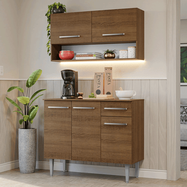 Cocina Compacta 105 cm Marrón Emilly Madesa