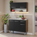 Cocina Compacta 105 cm Con Fregadero Marrón/Negro Emilly Madesa