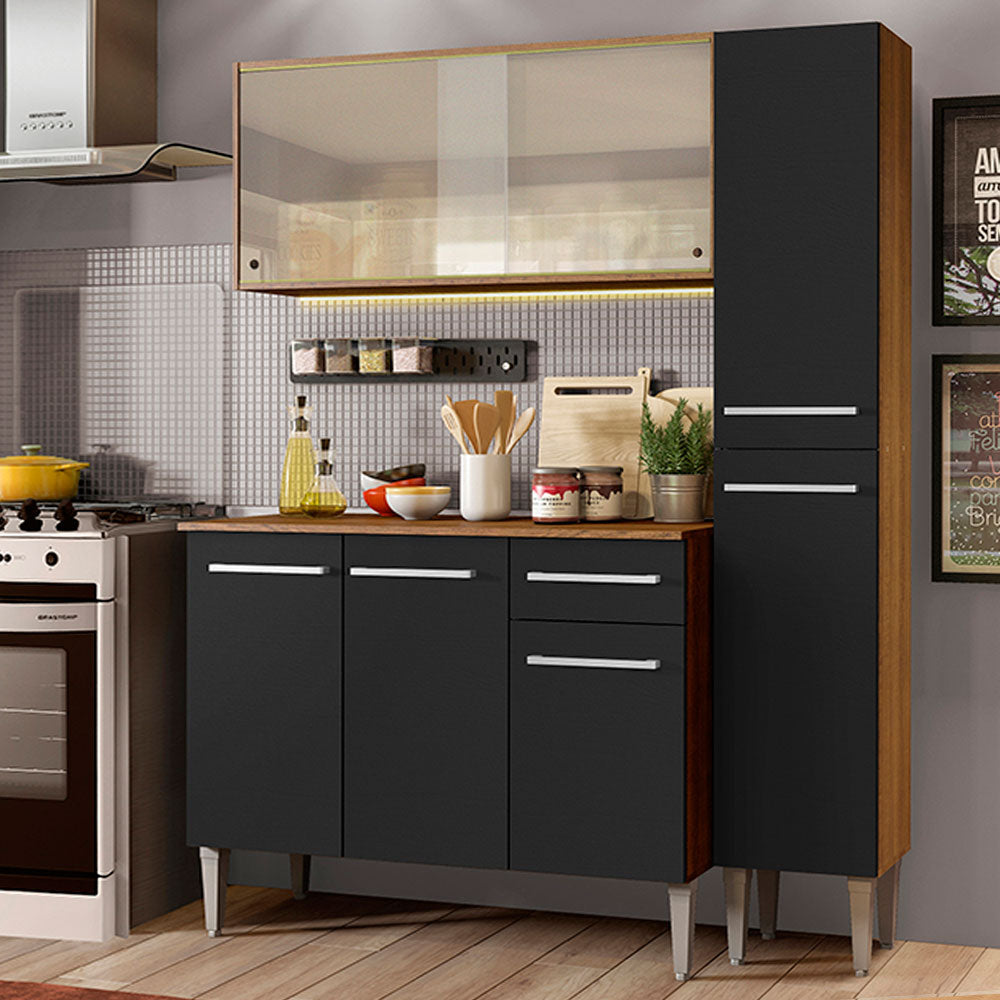 Cocina Compacta 137cm Marrón/Negro Emilly Force 02