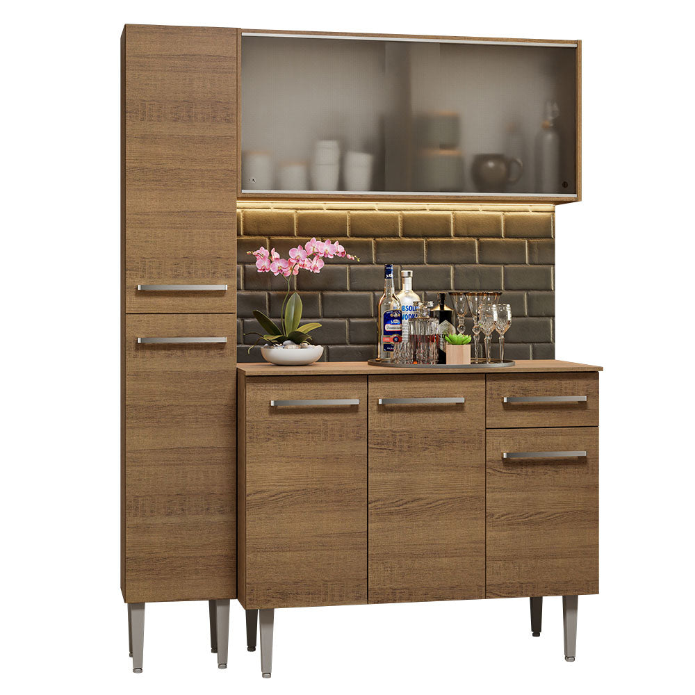 Cocina Compacta 137cm sin Fregadero Marrón Emilly 05