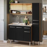 Cocina Compacta 137cm con Fregadero Marrón/Negro Emilly 10