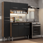 Cocina Compacta 137 cm Marrón/Negro Emilly Madesa