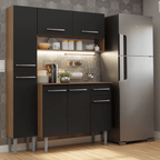 Cocina Compacta 137 cm Marrón/Negro Emilly Madesa