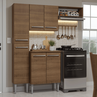 Cocina Compacta 156 cm Marrón Emilly Madesa