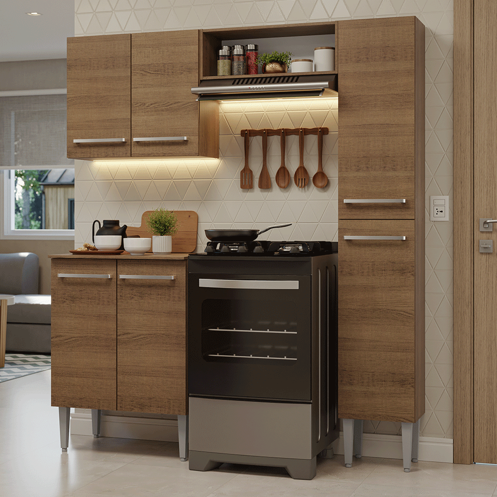 Cocina Compacta 156 cm Marrón Emilly Madesa