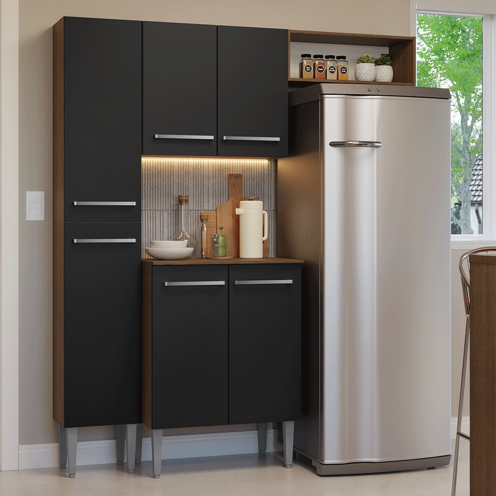 Cocina Integral 156 cm Marrón/Negro Emilly