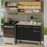 Cocina Compacta 165cm con Fregadero Marrón/Negro Emilly 01