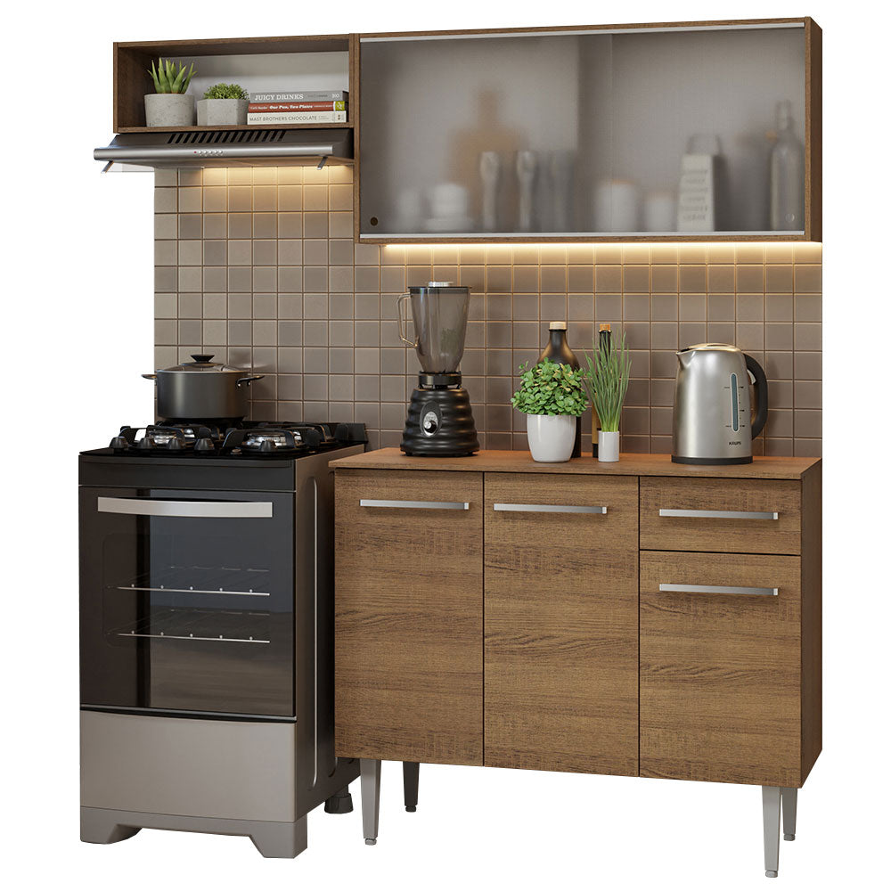 Cocina Compacta 165cm Marrón Emilly 03