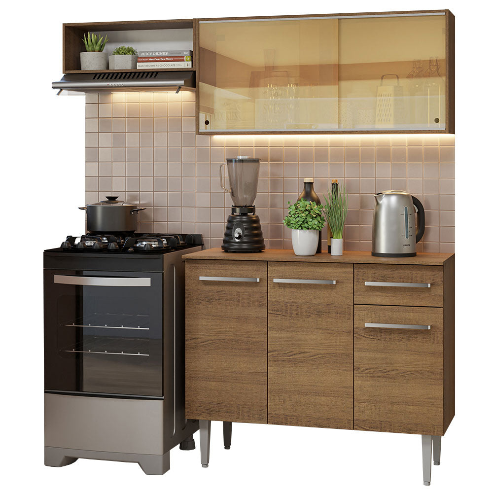 Cocina Compacta 165cm Marrón Emilly 04