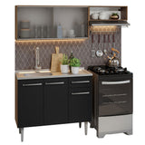 Cocina Compacta 165cm con Fregadero Marrón/Negro Emilly 05