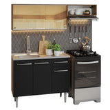 Cocina Compacta 165cm con Fregadero Marrón/Negro Emilly 06