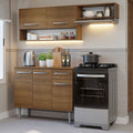 Cocina Compacta 165 cm 5 Puertas 1 Cajón Marrón Emilly Madesa 07